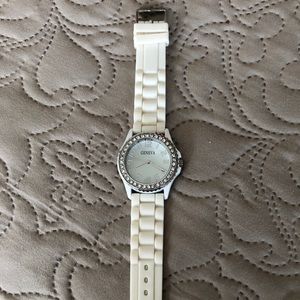 Silicone Band Geneva Watch - White